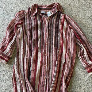 Emma James Boho Striped Blouse Size 10 – 3/4 Sleeve Button Front